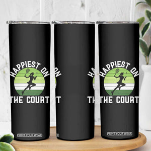 Happiest On The Court Skinny Tumbler Vintage Retro Tennis Girl Gift TS12 Print Your Wear