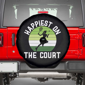 Happiest On The Court Spare Tire Cover Vintage Retro Tennis Girl Gift TS12 Black Print Your Wear