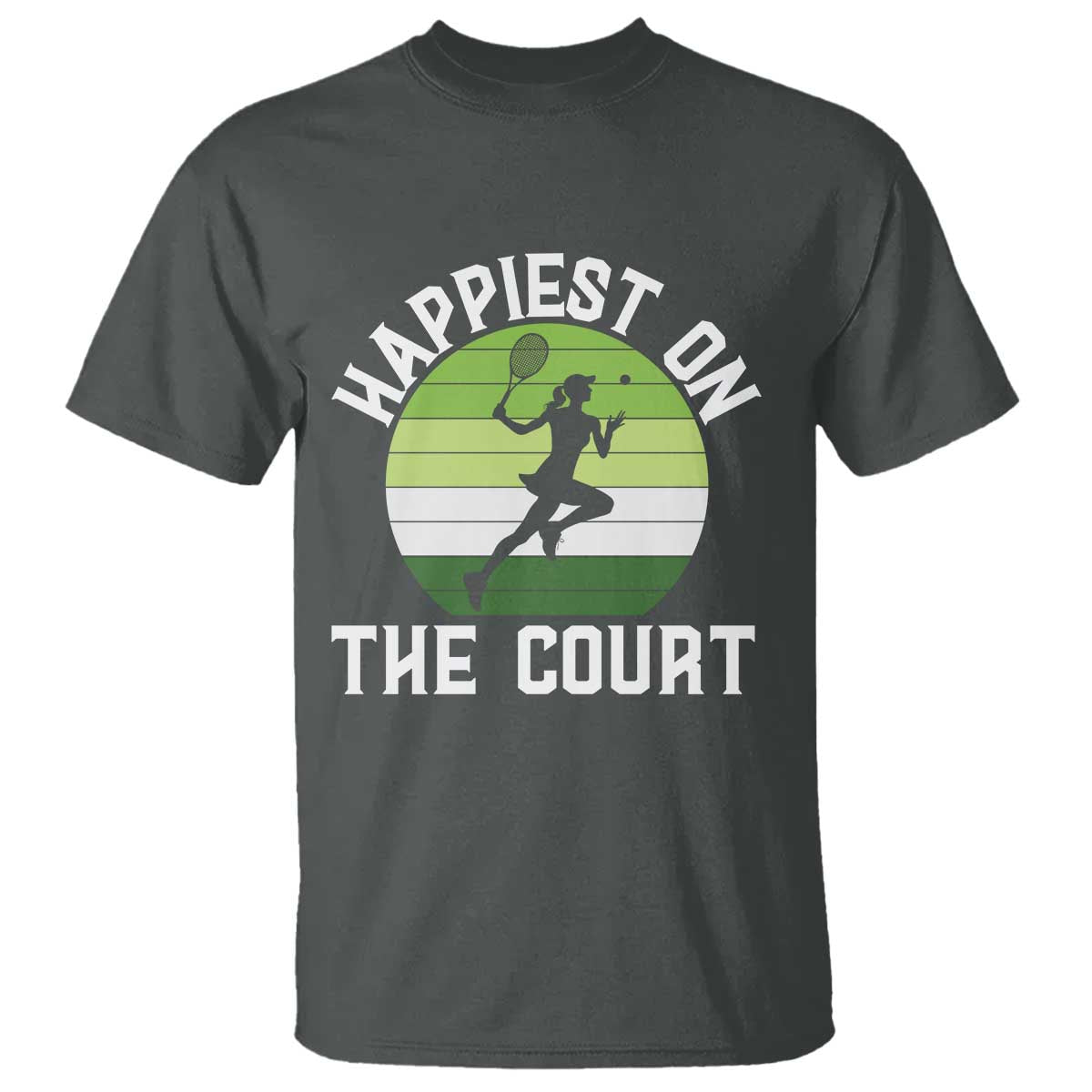 Happiest On The Court T Shirt Vintage Retro Tennis Girl Gift TS12 Dark Heather Print Your Wear