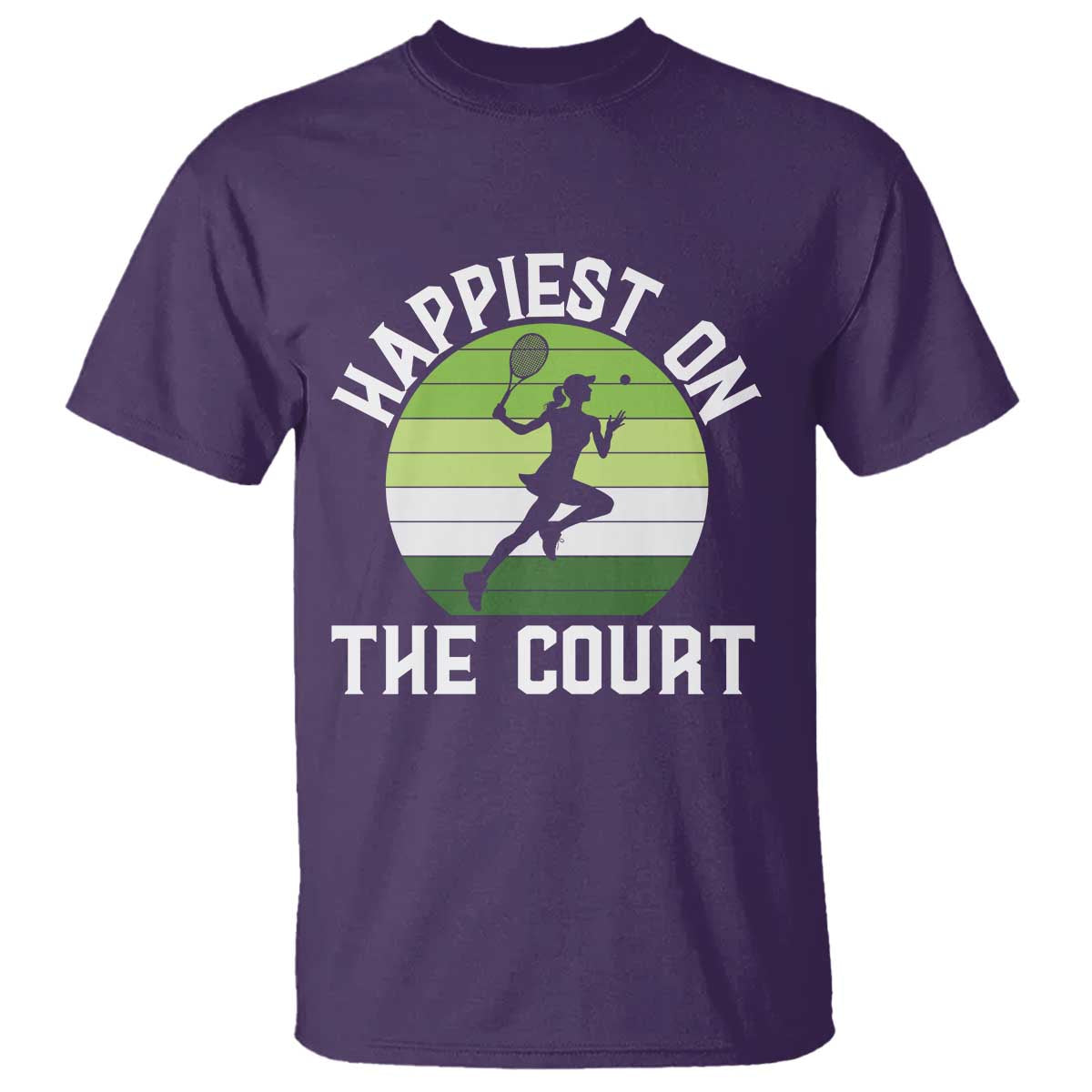 Happiest On The Court T Shirt Vintage Retro Tennis Girl Gift TS12 Purple Print Your Wear