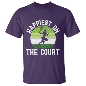 Happiest On The Court T Shirt Vintage Retro Tennis Girl Gift TS12 Purple Print Your Wear