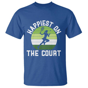 Happiest On The Court T Shirt Vintage Retro Tennis Girl Gift TS12 Royal Blue Print Your Wear