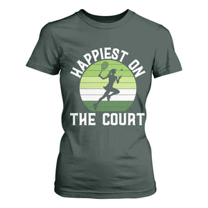 Happiest On The Court T Shirt For Women Vintage Retro Tennis Girl Gift TS12 Dark Forest Green Print Your Wear