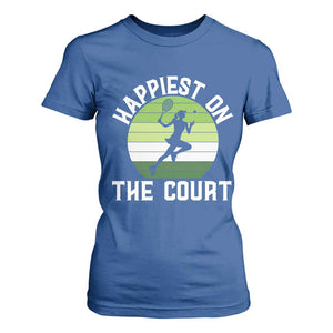 Happiest On The Court T Shirt For Women Vintage Retro Tennis Girl Gift TS12 Royal Blue Print Your Wear