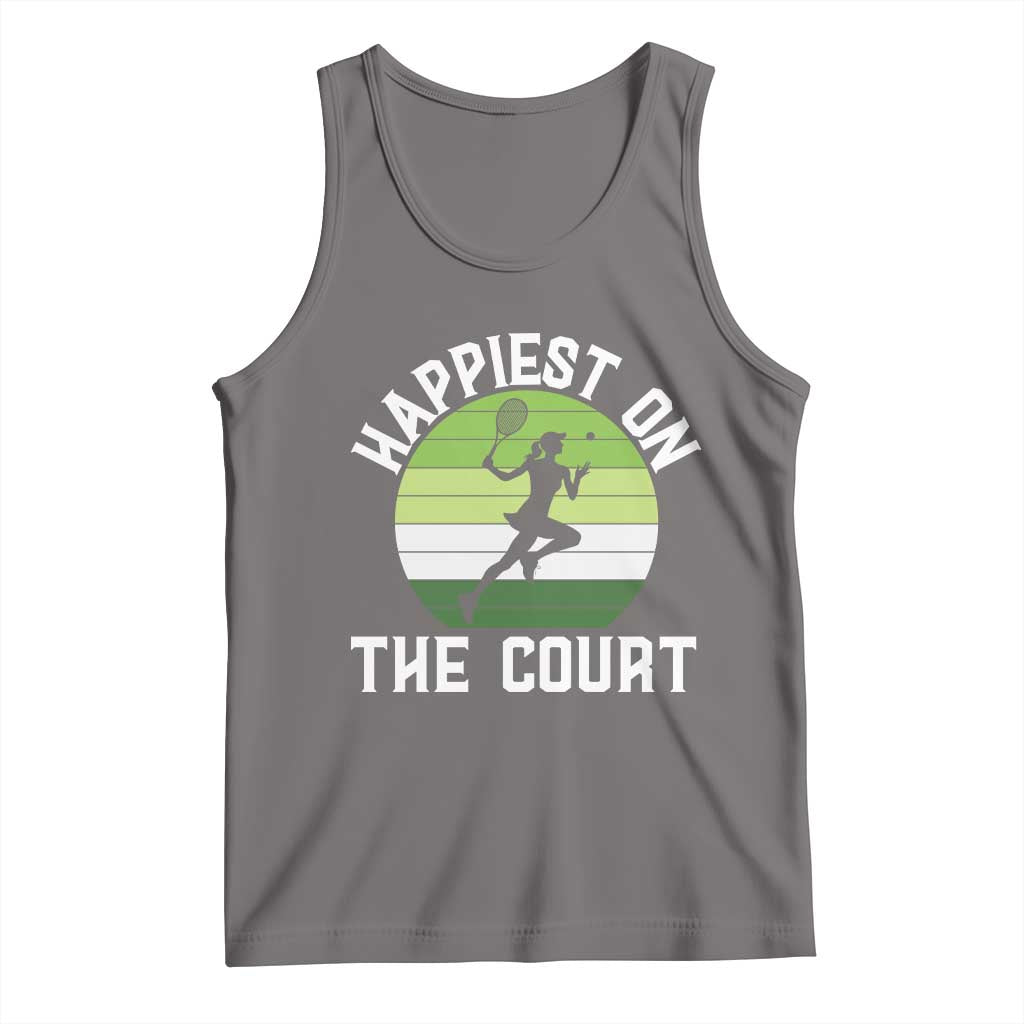 Happiest On The Court Tank Top Vintage Retro Tennis Girl Gift TS12 Deep Heather Print Your Wear