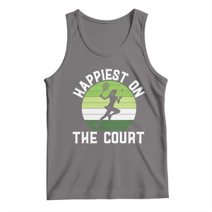 Happiest On The Court Tank Top Vintage Retro Tennis Girl Gift TS12 Deep Heather Print Your Wear