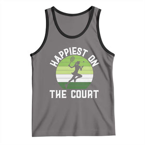 Happiest On The Court Tank Top Vintage Retro Tennis Girl Gift TS12 Deep Heather Black Print Your Wear
