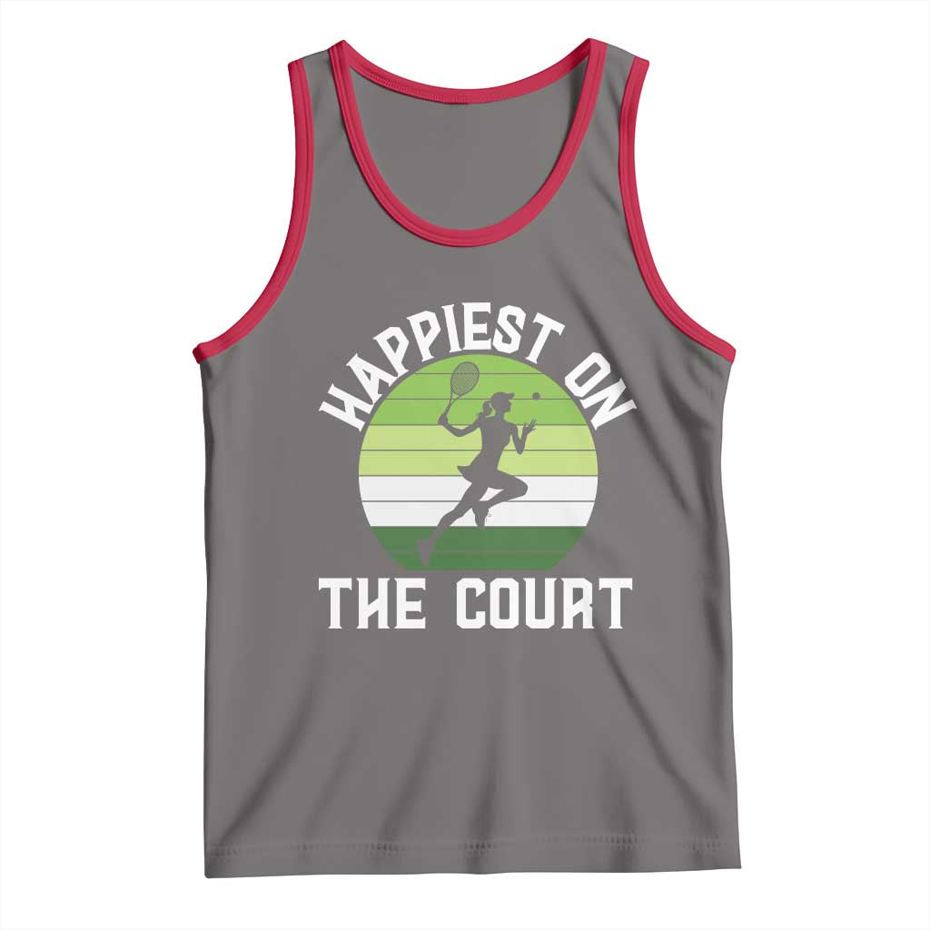 Happiest On The Court Tank Top Vintage Retro Tennis Girl Gift TS12 Deep Heather Red Print Your Wear