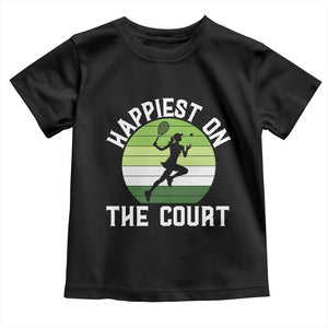 Happiest On The Court Toddler T Shirt Vintage Retro Tennis Girl Gift TS12 Black Print Your Wear