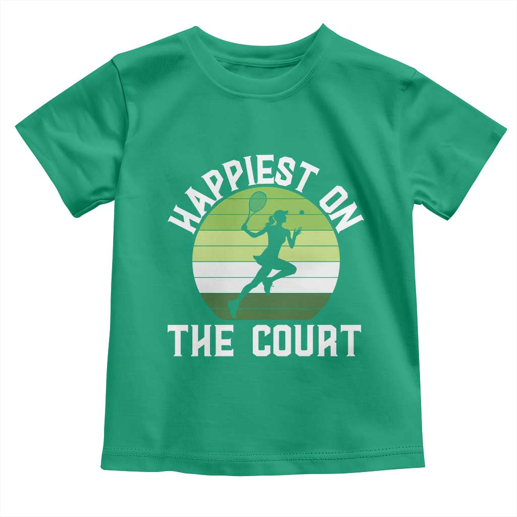Happiest On The Court Toddler T Shirt Vintage Retro Tennis Girl Gift TS12 Irish Green Print Your Wear