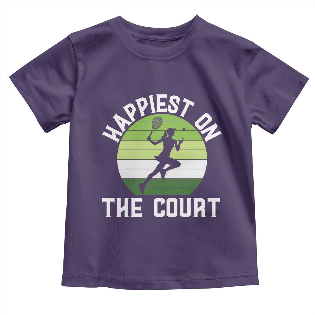 Happiest On The Court Toddler T Shirt Vintage Retro Tennis Girl Gift TS12 Purple Print Your Wear