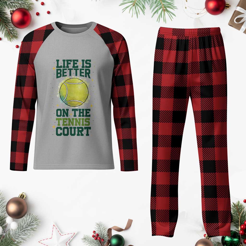 Life Is Better On The Court Plaid Pajama Set Tennis Lover Gift TS12 Buffalo Plaid Print Your Wear