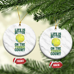 Life Is Better On The Court Ceramic Ornament Tennis Lover Gift TS12 1pc White Marble Print Your Wear