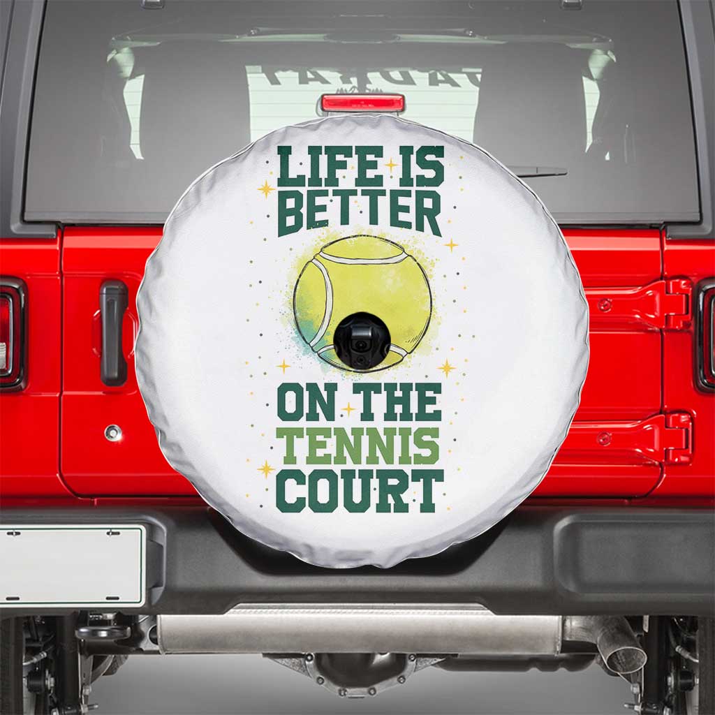 Life Is Better On The Court Spare Tire Cover Tennis Lover Gift TS12 White Print Your Wear