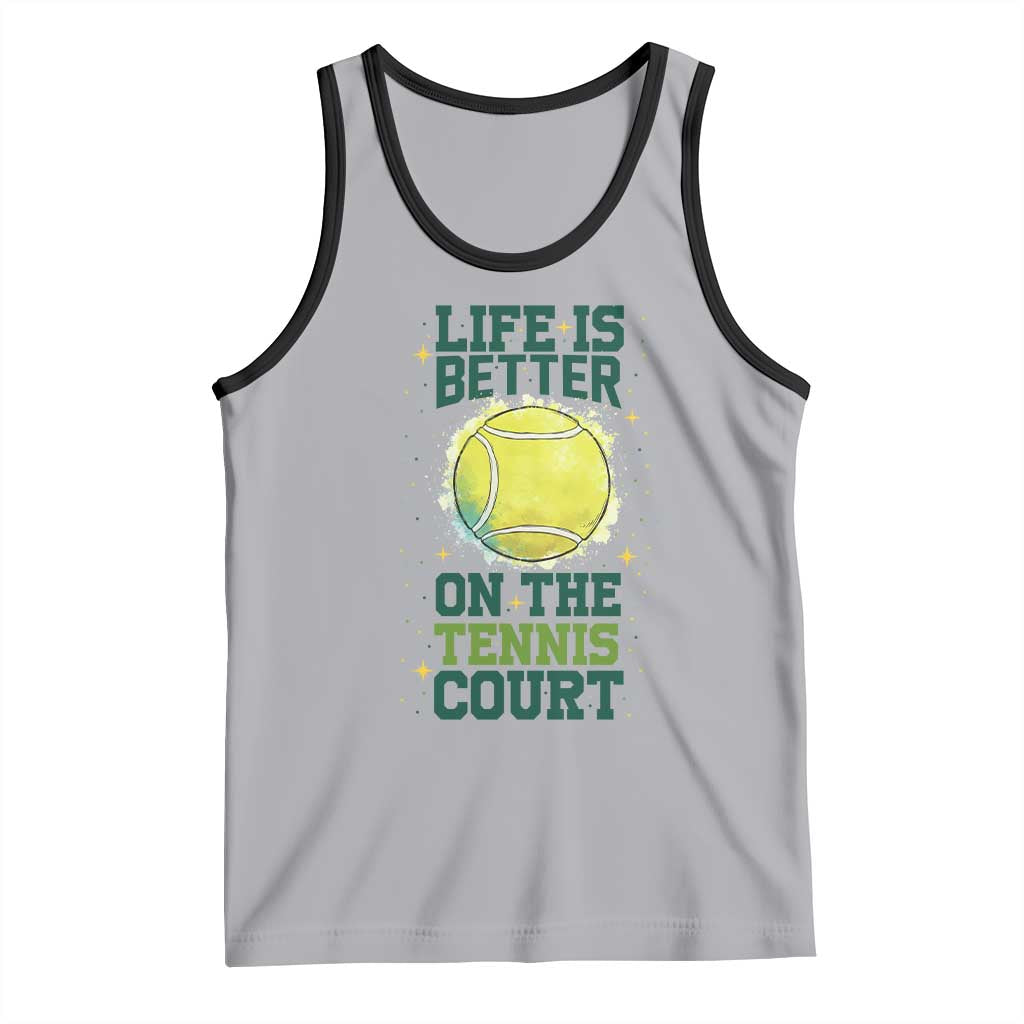 Life Is Better On The Court Tank Top Tennis Lover Gift TS12 Athletic Heather Black Print Your Wear