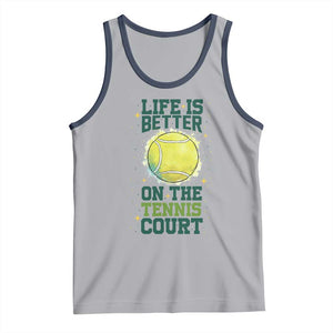 Life Is Better On The Court Tank Top Tennis Lover Gift TS12 Athletic Heather Navy Print Your Wear