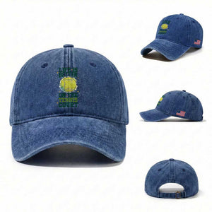 Life Is Better On The Court Washed Cotton Baseball Cap Tennis Lover Gift TS12 Washed Cap Universal Fit Royal Blue Print Your Wear