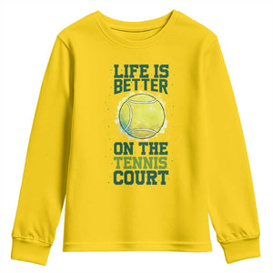 Life Is Better On The Court Youth Sweatshirt Tennis Lover Gift TS12 Daisy Print Your Wear