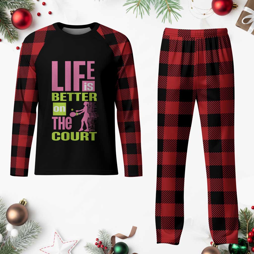 Life Is Better On The Court Plaid Pajama Set Gift For Tennis Fan TS12 Buffalo Plaid Print Your Wear