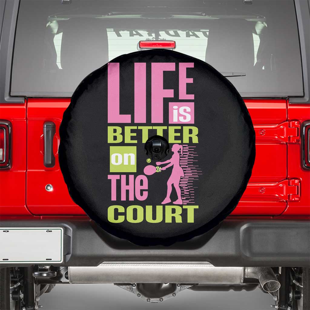 Life Is Better On The Court Spare Tire Cover Gift For Tennis Fan TS12 Black Print Your Wear