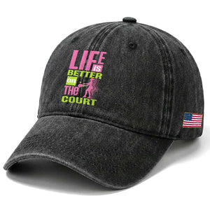 Life Is Better On The Court Washed Cotton Baseball Cap Gift For Tennis Fan TS12 Print Your Wear