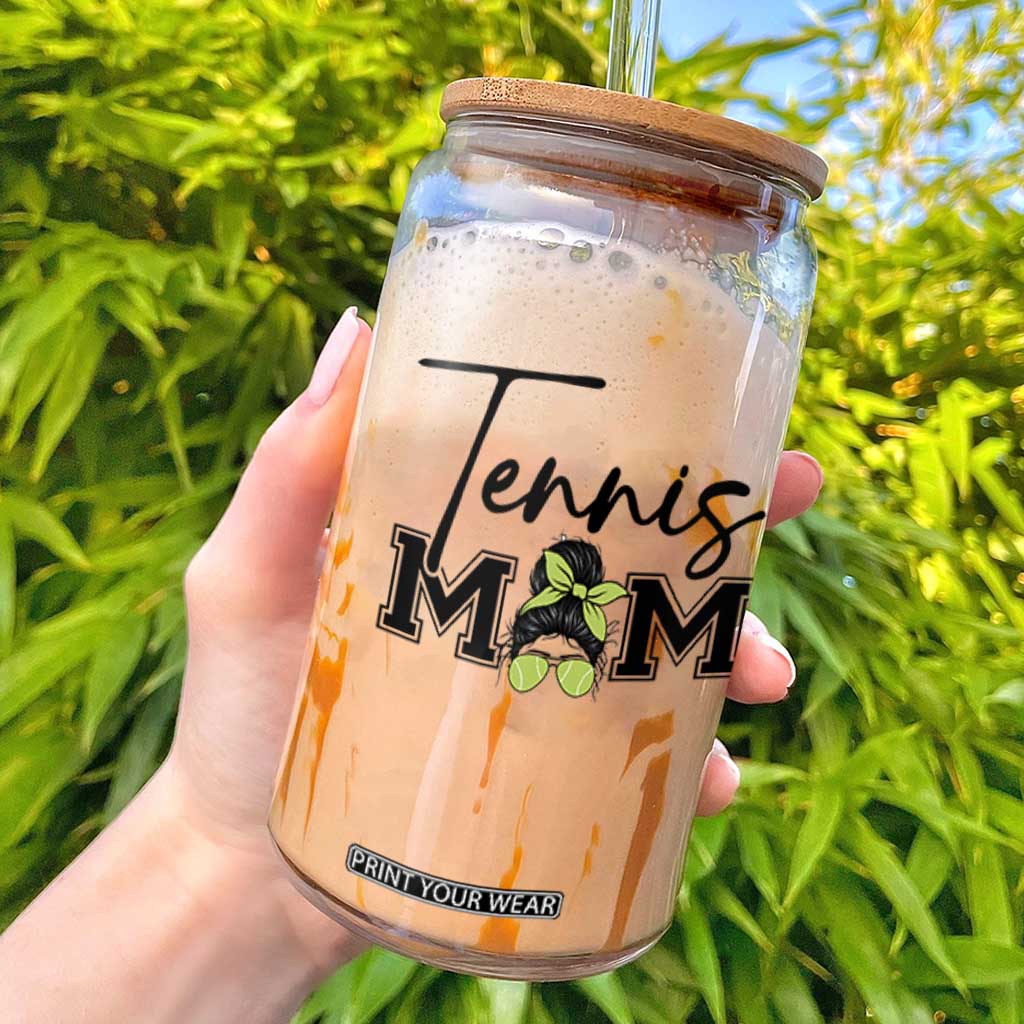 Funny Tennis Player Gift For Tennis Mom Glass Can TS12 White Print Your Wear