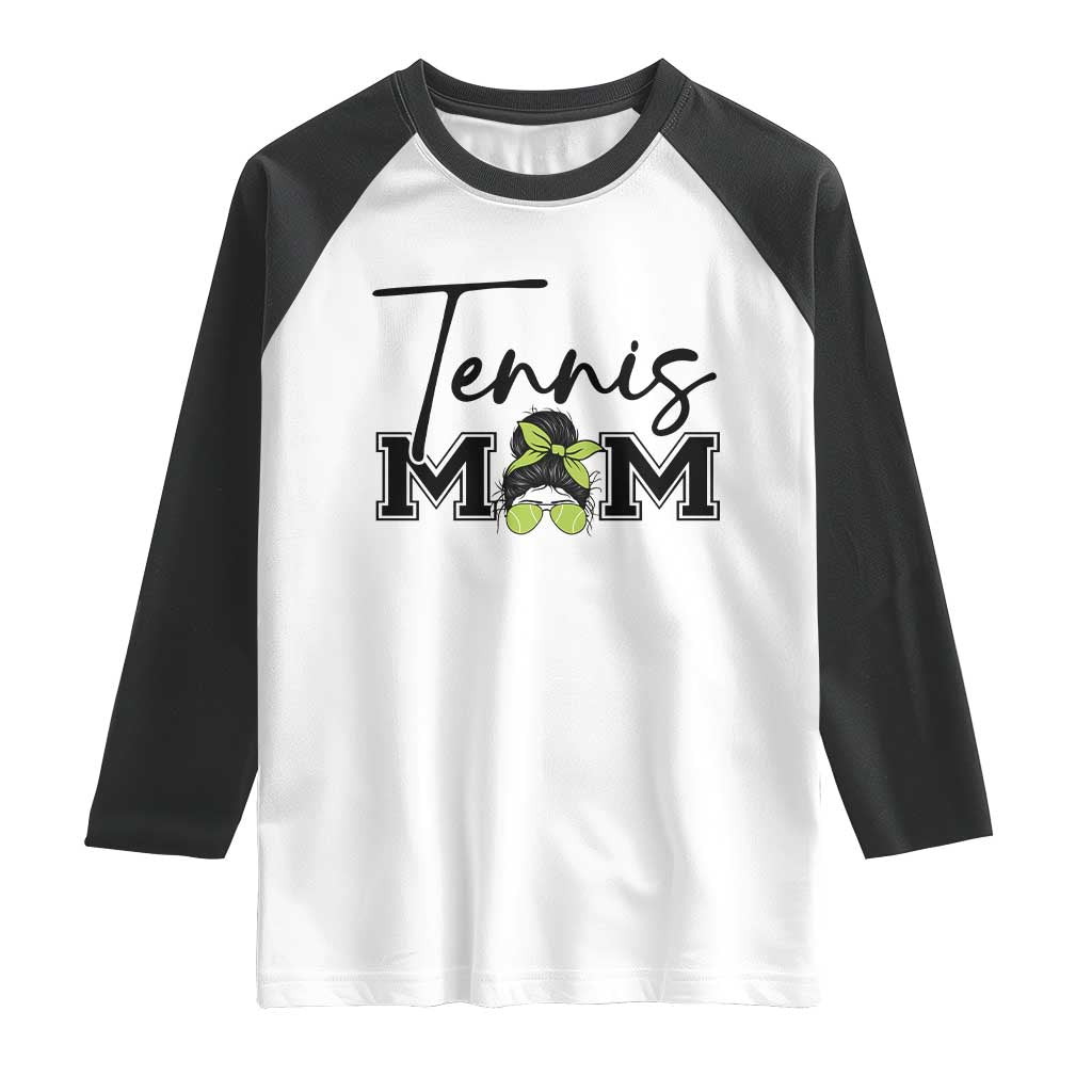 Funny Tennis Player Gift For Tennis Mom Raglan Shirt TS12 White Black Print Your Wear