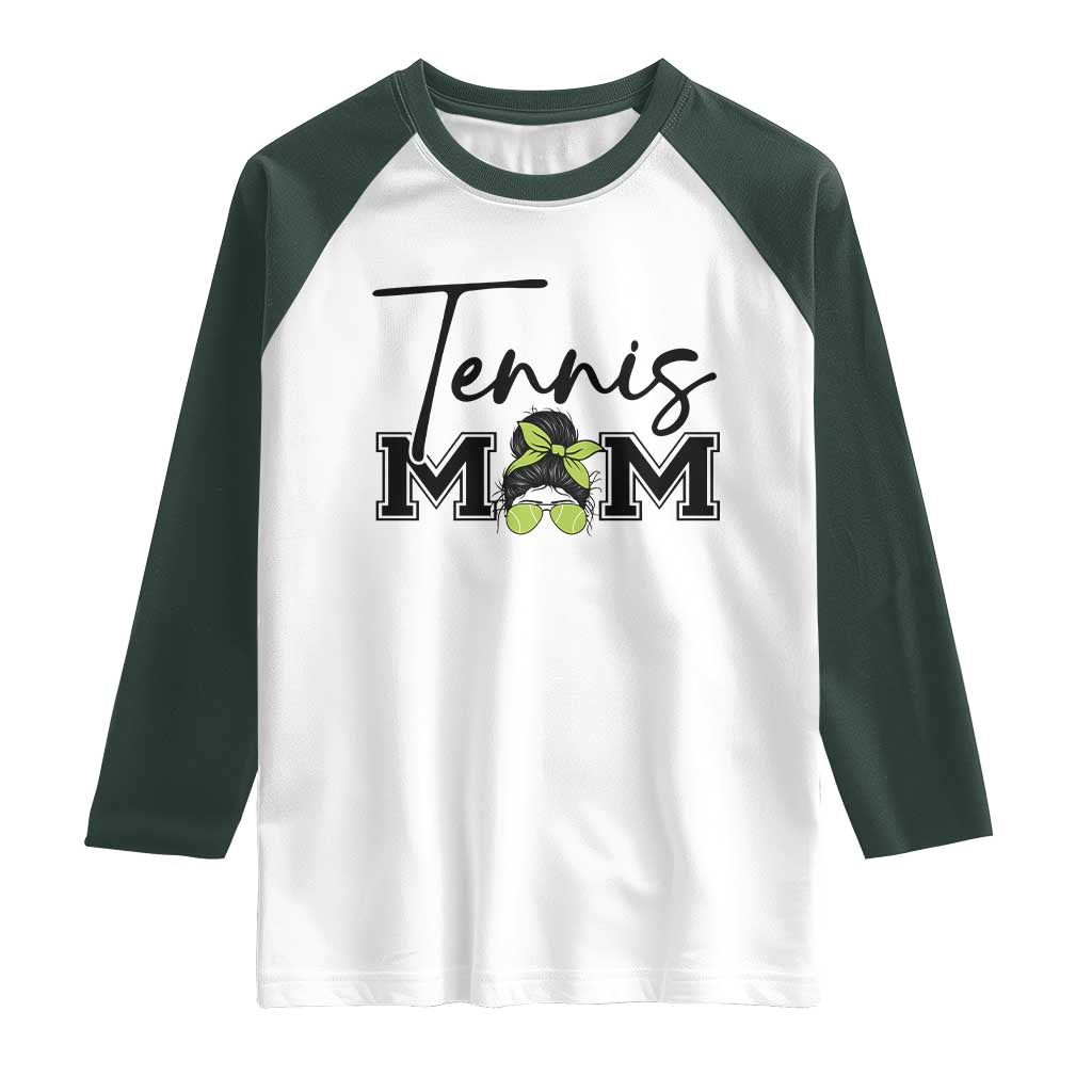 Funny Tennis Player Gift For Tennis Mom Raglan Shirt TS12 White Dark Forest Green Print Your Wear