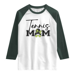 Funny Tennis Player Gift For Tennis Mom Raglan Shirt TS12 White Dark Forest Green Print Your Wear