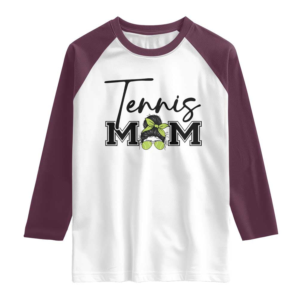 Funny Tennis Player Gift For Tennis Mom Raglan Shirt TS12 White Maroon Print Your Wear