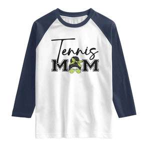 Funny Tennis Player Gift For Tennis Mom Raglan Shirt TS12 White Navy Print Your Wear