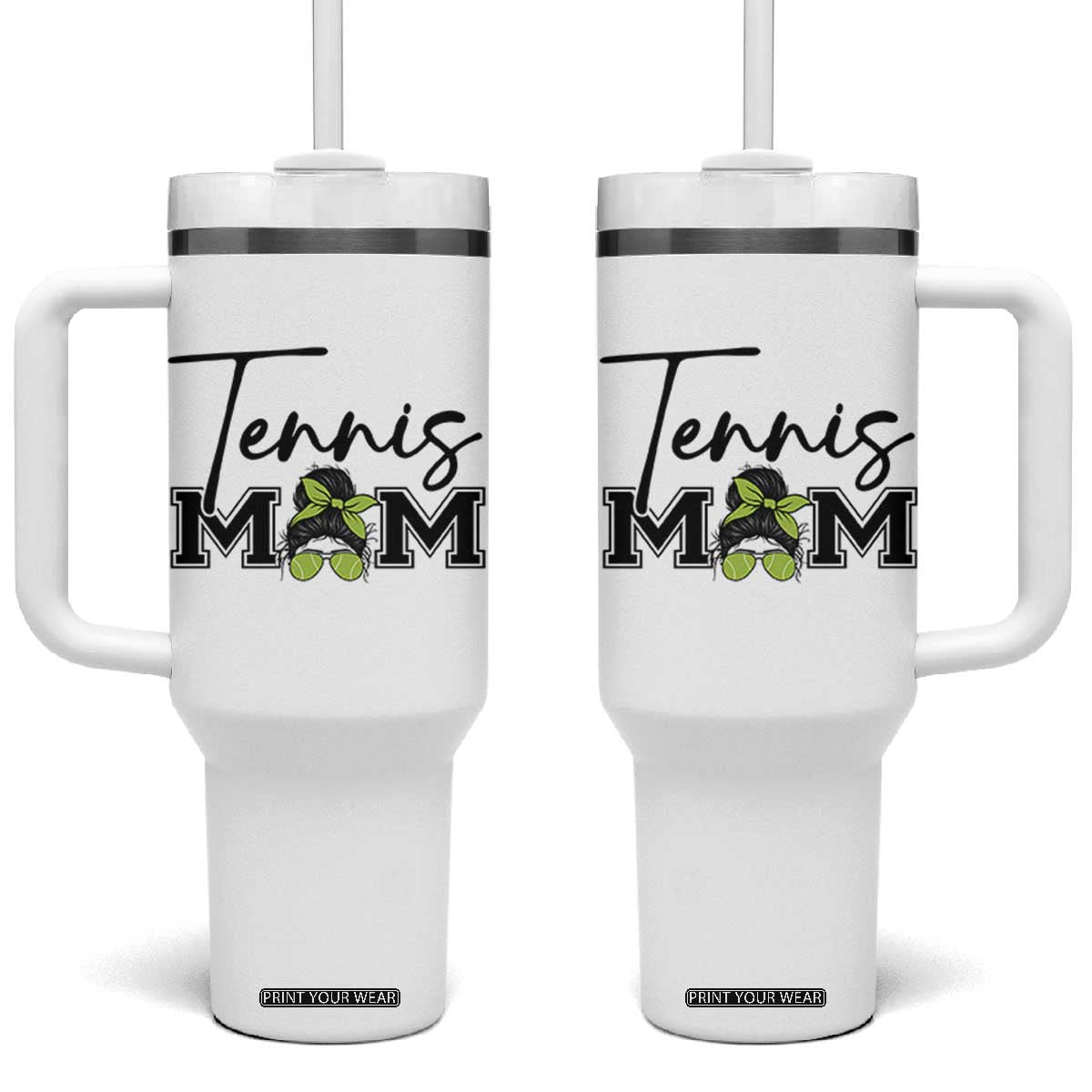Funny Tennis Player Gift For Tennis Mom Tumbler With Handle TS12 One Size: 40 oz White Print Your Wear