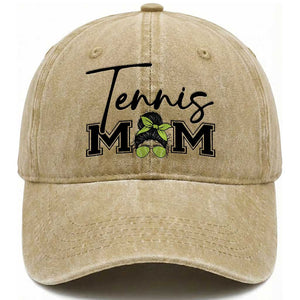Funny Tennis Player Gift For Tennis Mom Washed Cotton Baseball Cap TS12 Print Your Wear
