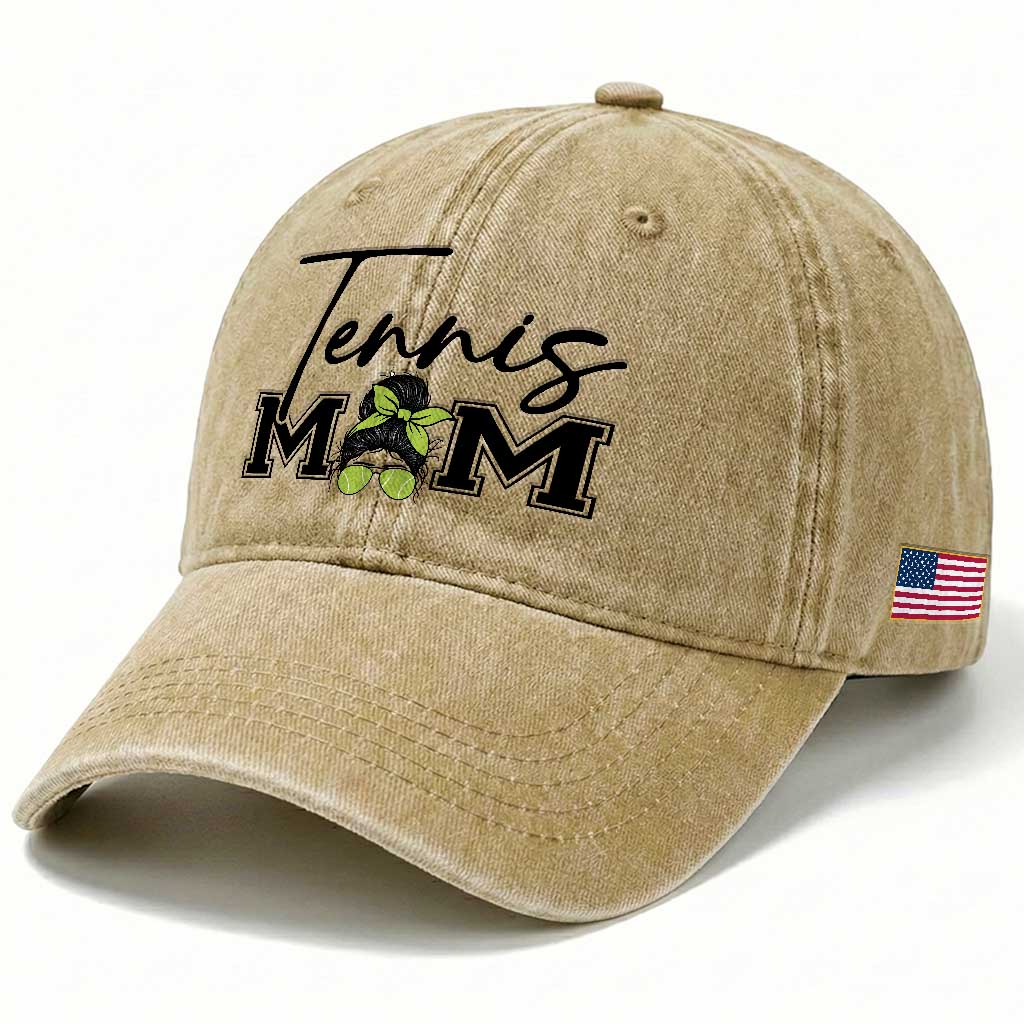 Funny Tennis Player Gift For Tennis Mom Washed Cotton Baseball Cap TS12 Print Your Wear