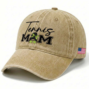 Funny Tennis Player Gift For Tennis Mom Washed Cotton Baseball Cap TS12 Print Your Wear