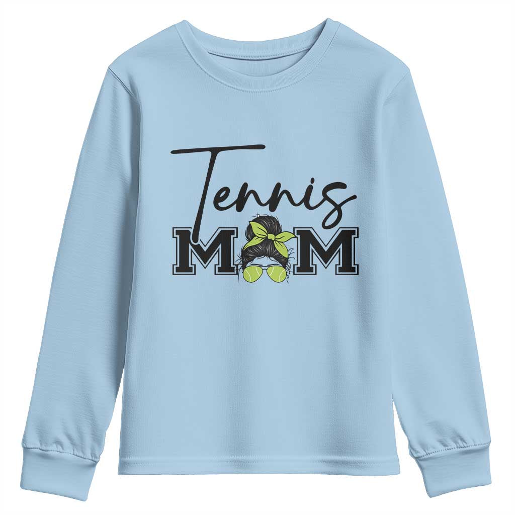 Funny Tennis Player Gift For Tennis Mom Youth Sweatshirt TS12 Light Blue Print Your Wear