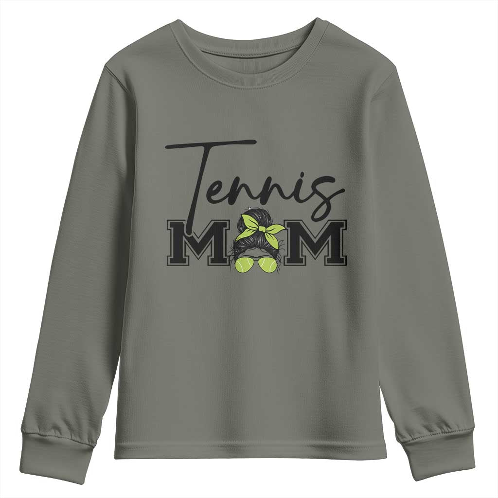 Funny Tennis Player Gift For Tennis Mom Youth Sweatshirt TS12 Military Green Print Your Wear