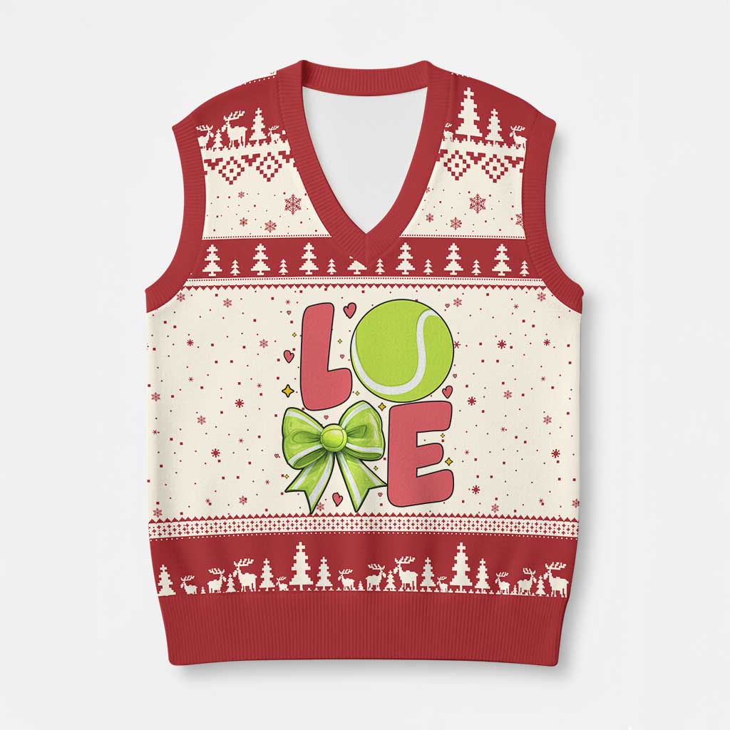 Love With A Tennis Ball V-Neck Knit Sweater Vest Valentines Day Gift TS12 Beige Red Print Your Wear