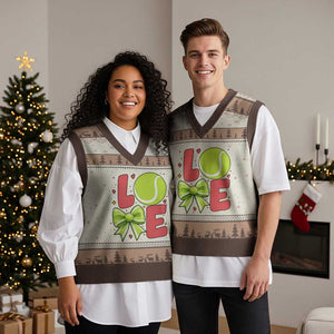 Love With A Tennis Ball V-Neck Knit Sweater Vest Valentines Day Gift TS12 Mocha Mousse Print Your Wear