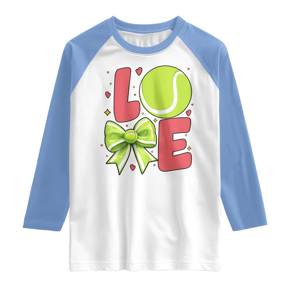Love With A Tennis Ball Raglan Shirt Valentines Day Gift TS12 White Carolina Blue Print Your Wear
