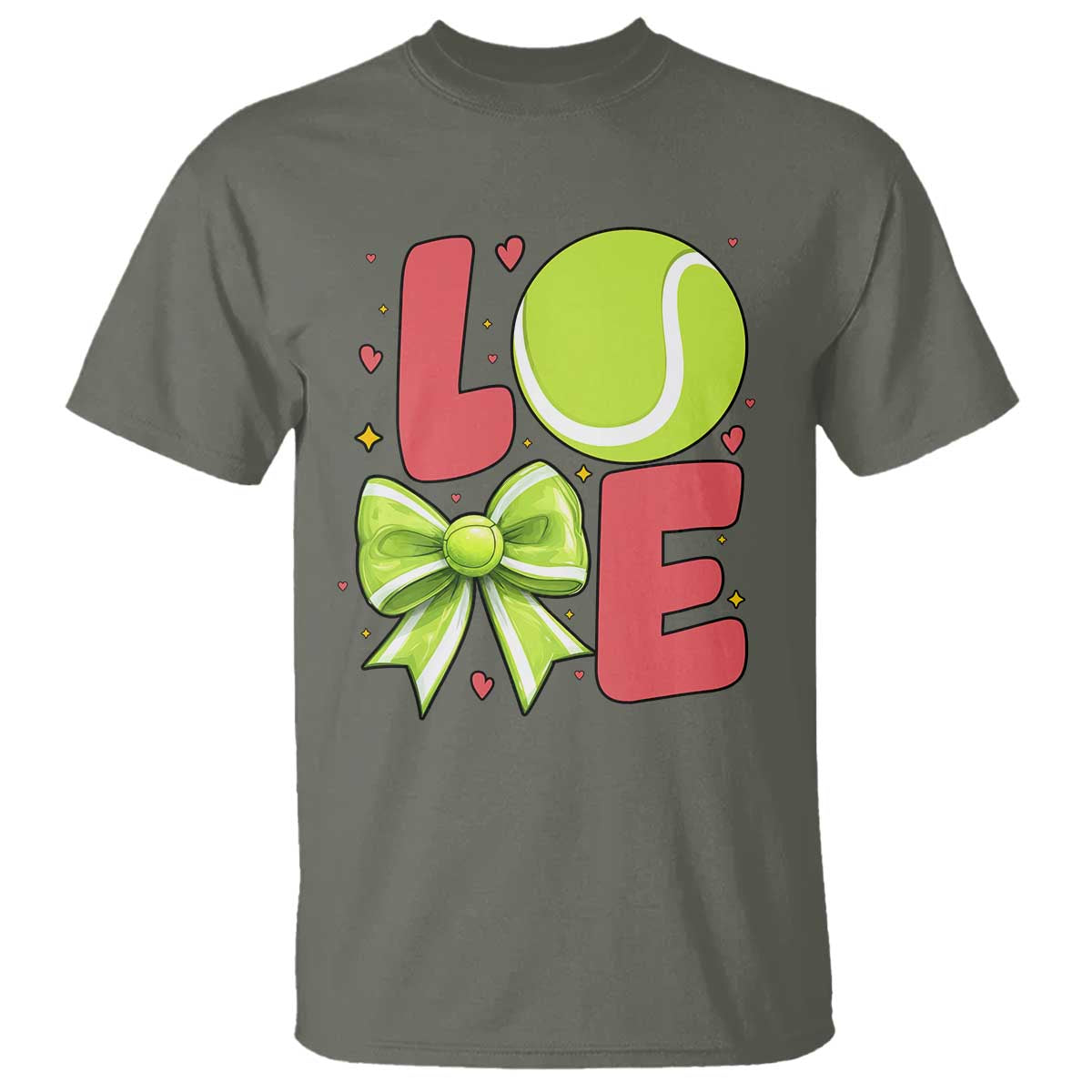 Love With A Tennis Ball T Shirt Valentines Day Gift TS12 Military Green Print Your Wear