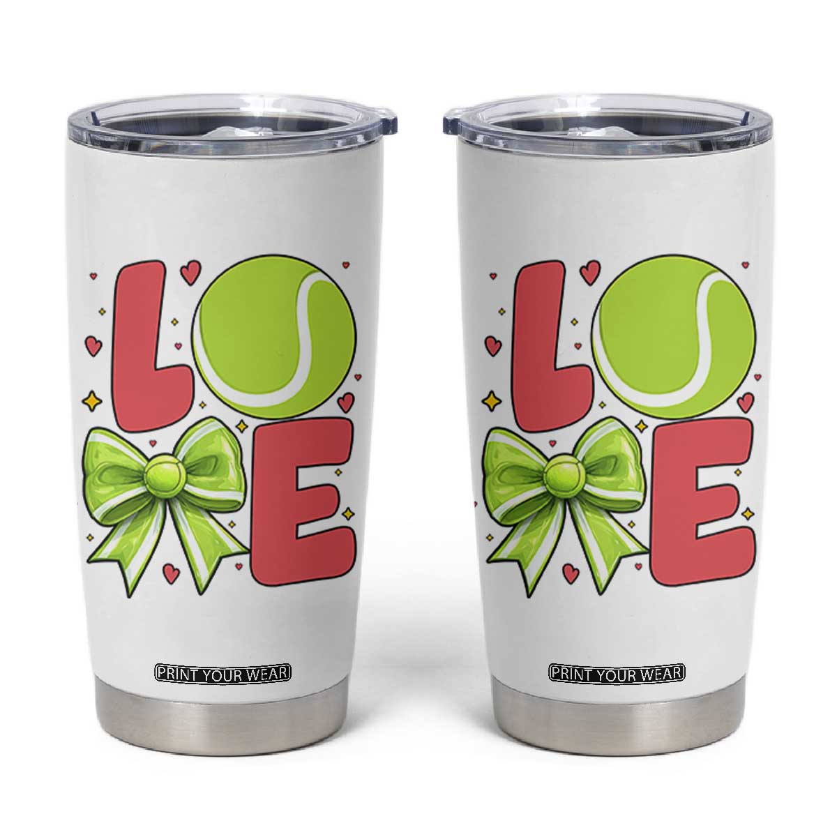 Love With A Tennis Ball Tumbler Cup Valentines Day Gift TS12 White Print Your Wear