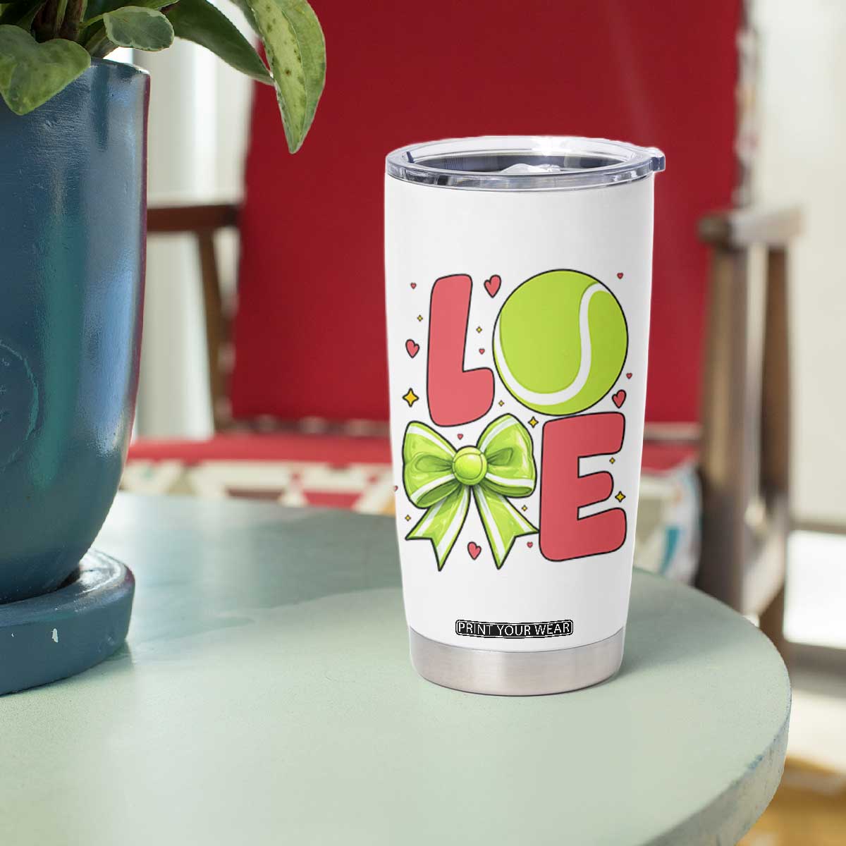 Love With A Tennis Ball Tumbler Cup Valentines Day Gift TS12 Print Your Wear