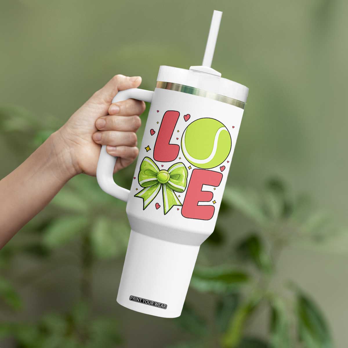 Love With A Tennis Ball Tumbler With Handle Valentines Day Gift TS12 Print Your Wear