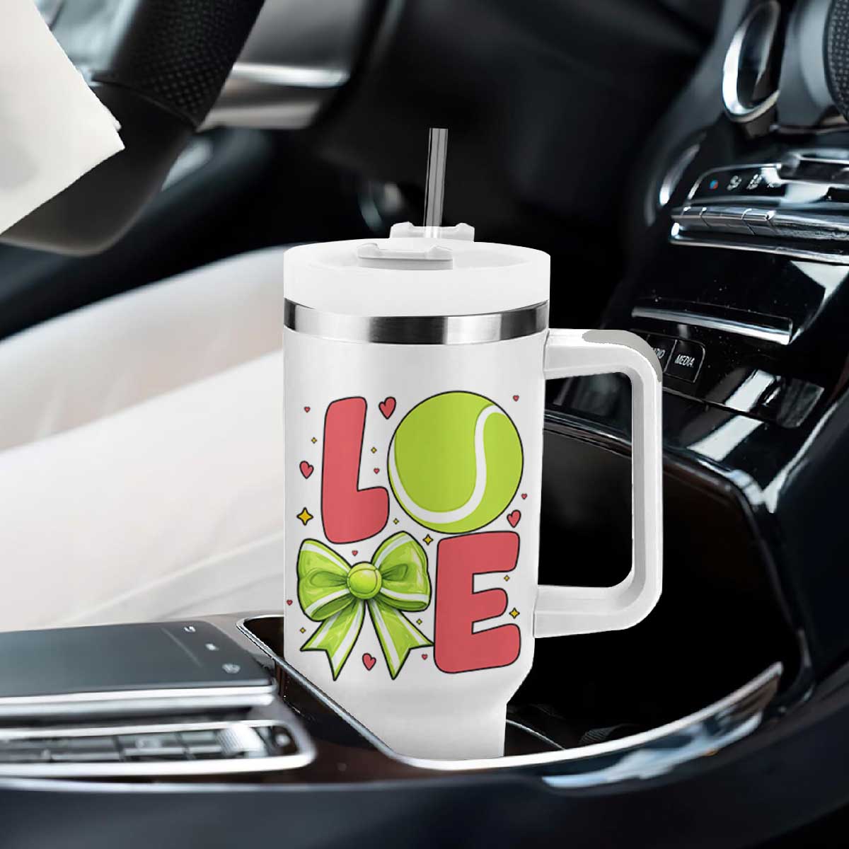 Love With A Tennis Ball Tumbler With Handle Valentines Day Gift TS12 Print Your Wear