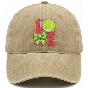 Love With A Tennis Ball Washed Cotton Baseball Cap Valentines Day Gift TS12 Print Your Wear