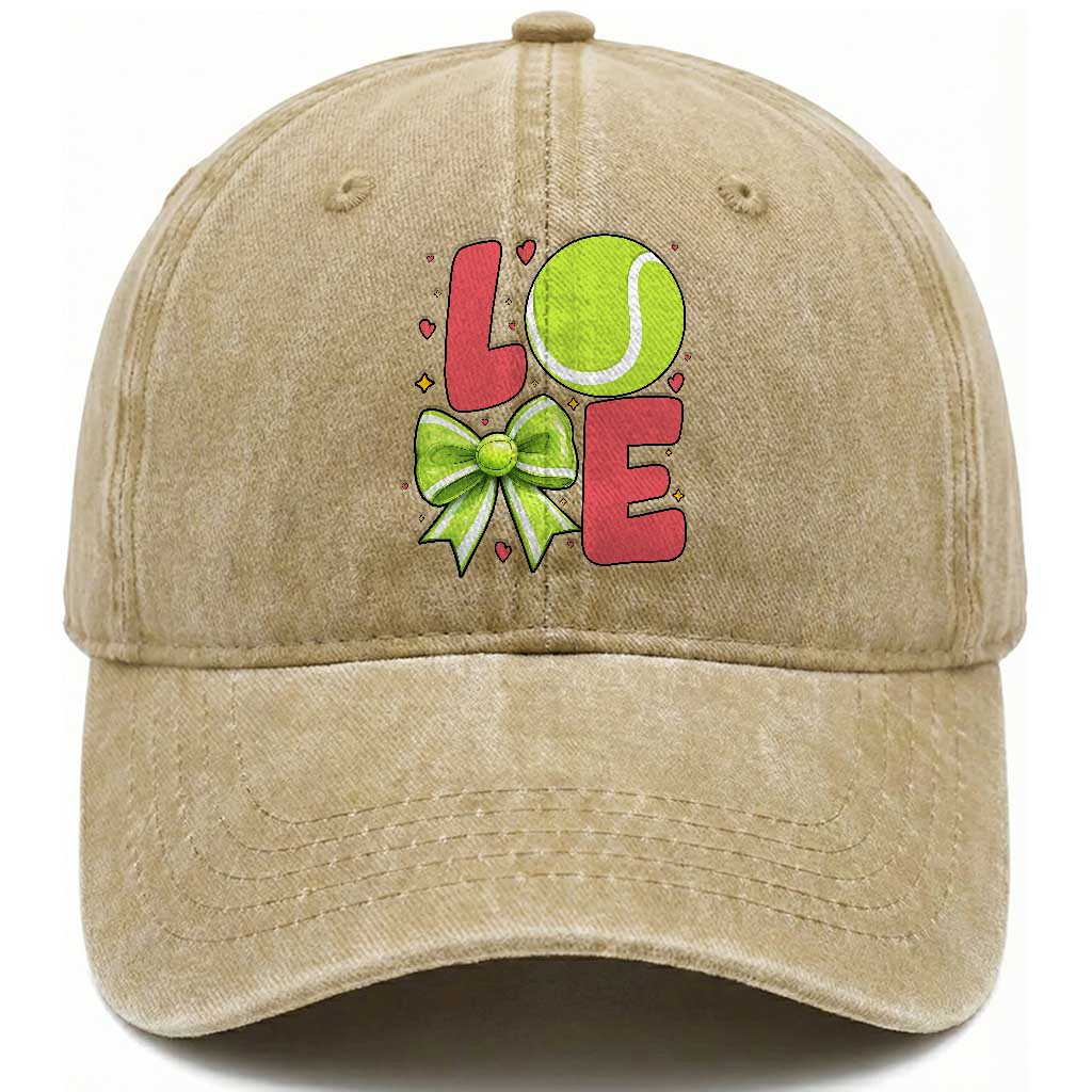 Love With A Tennis Ball Washed Cotton Baseball Cap Valentines Day Gift TS12 Print Your Wear