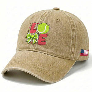 Love With A Tennis Ball Washed Cotton Baseball Cap Valentines Day Gift TS12 Print Your Wear