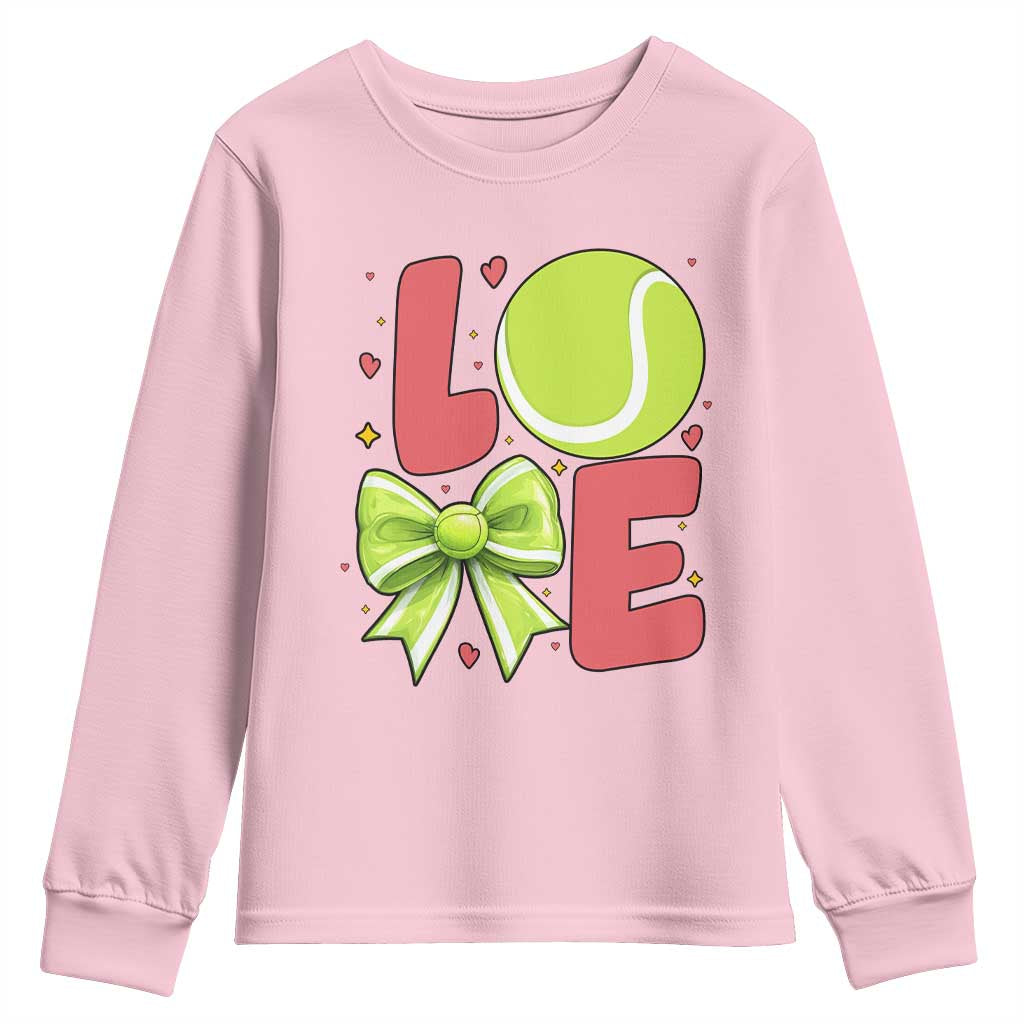 Love With A Tennis Ball Youth Sweatshirt Valentines Day Gift TS12 Light Pink Print Your Wear