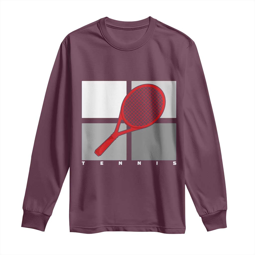 Tennis Obsession Long Sleeve Shirt Vintage Sports Lover Gift TS12 Maroon Print Your Wear